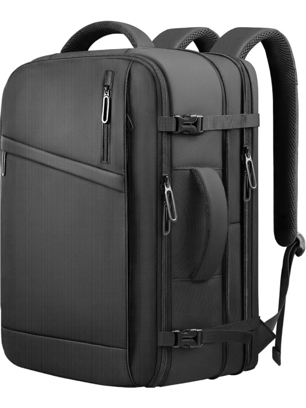 Expandable 50L Travel Backpack for Men & Women - Versatile Carry-On Bag, Black